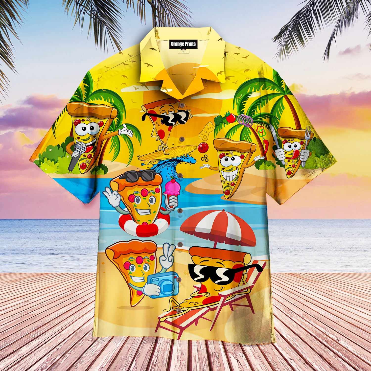 Funny Pizza On The Beach Aloha Hawaii Shirts For Men Women Ha108106