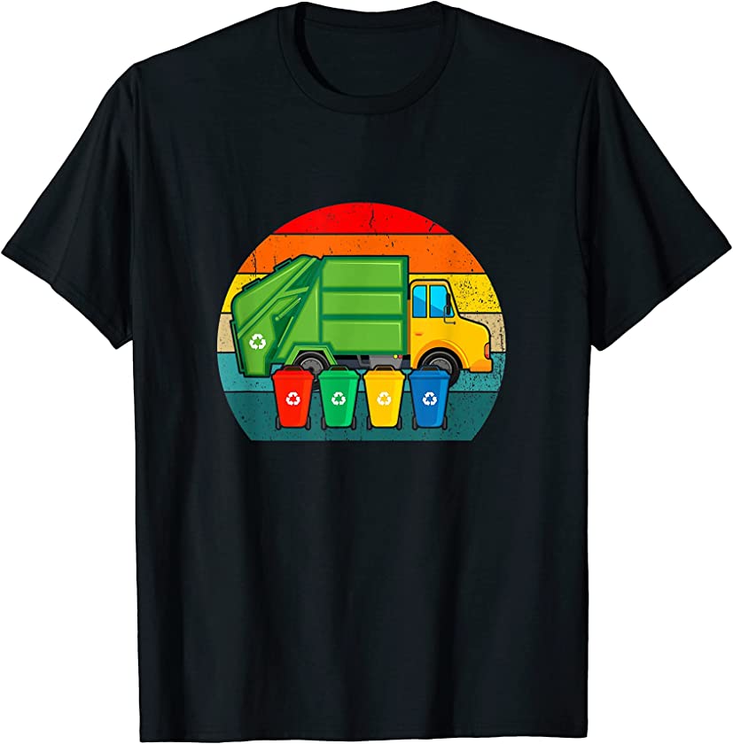 Vintage Retro Recycling trash truck shirt kids garbage truck T-Shirt