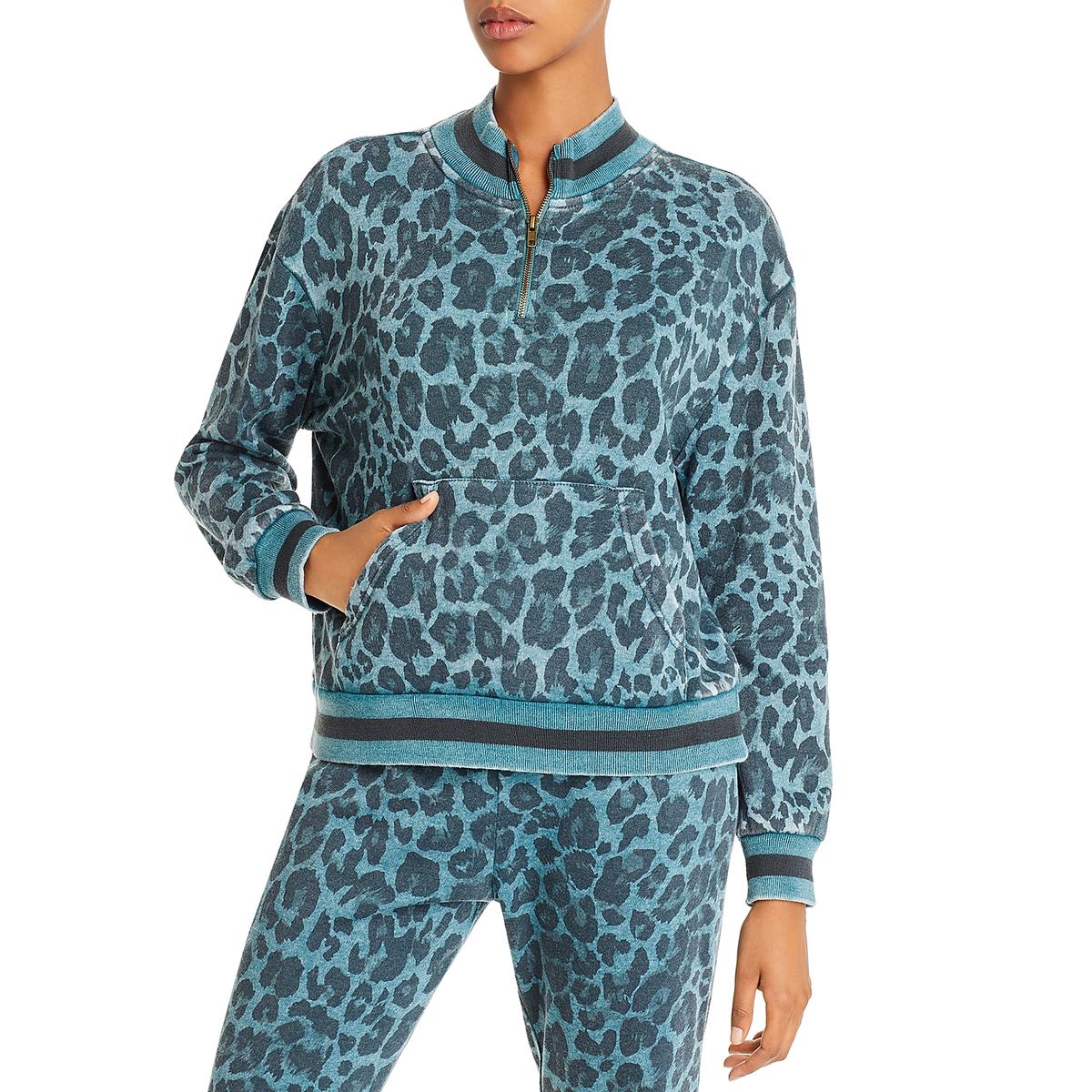 Womens Animal Print Half Zip Sweatshirt