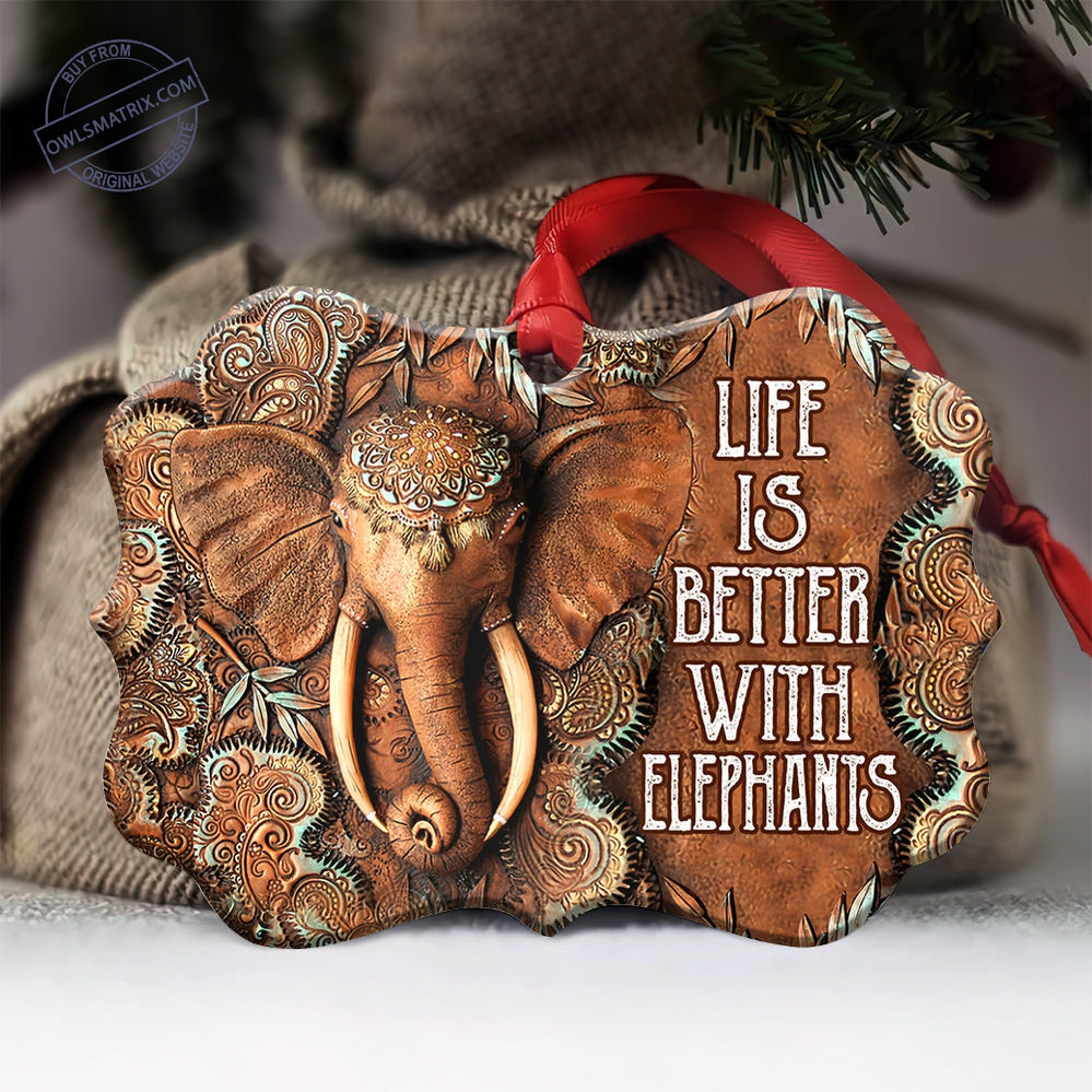 Elephant Wooden Style Classic – Horizontal Ornament