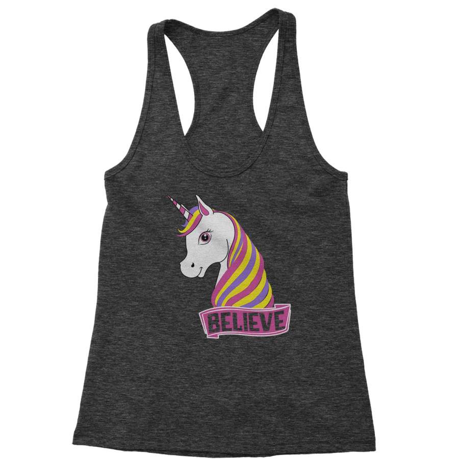 Unicorn Believe Ugly Christmas Racerback Tank Top for Women