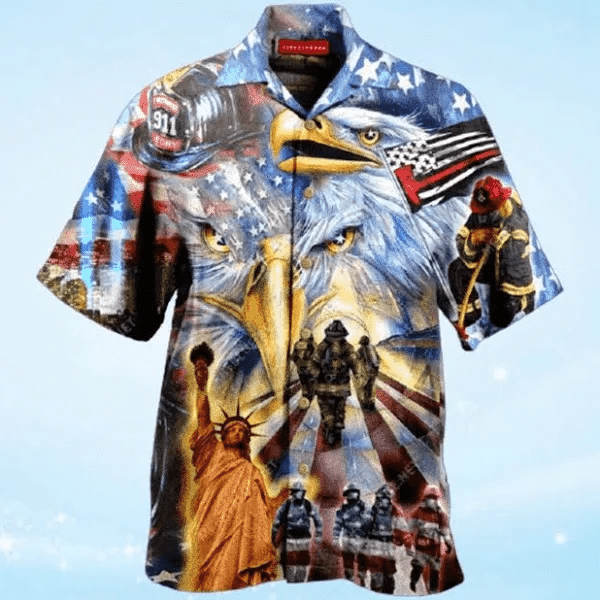 Memorial Day American Patriot Eagle Firefighter Unisex Hawaii Shirts Ha38335