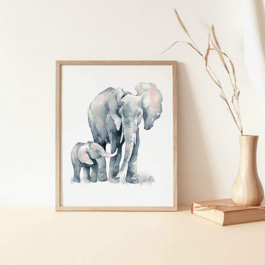 ANTN2112 – Family – Elephant Mom And Kid – Poster