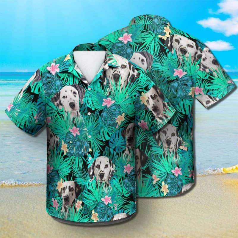 Dalmatian Dog Summer Leaves Hawaiian Shirt, Dalmatian Hawaiian Shirt, Aloha Shirt For Dog Lover