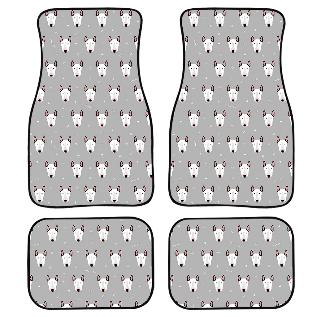 Cute Bull Terrier Faces Pattern Print Front And Back Car Floor Mats, Front Car Mat