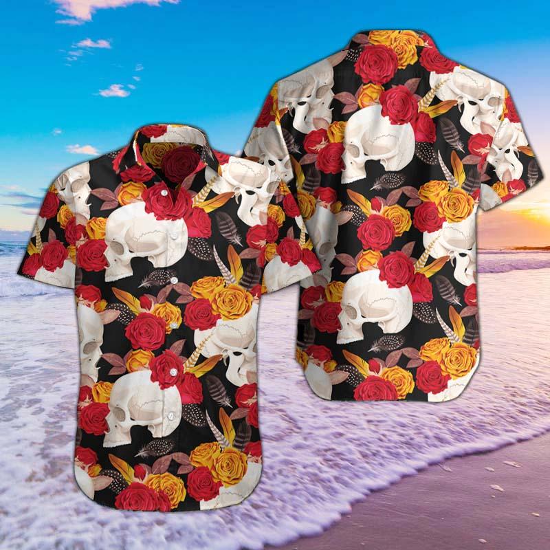Skull And Flowers Hawaii Shirts 06643