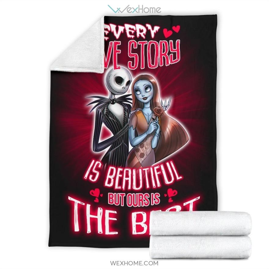 Every Love Story Is Beautiful But Ours Is The Best Jack Skellington And Sally Premium Blanket