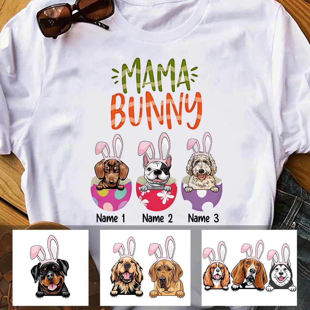 Personalized Easter Mom Bunny Dog T Shirt FB242 65O60