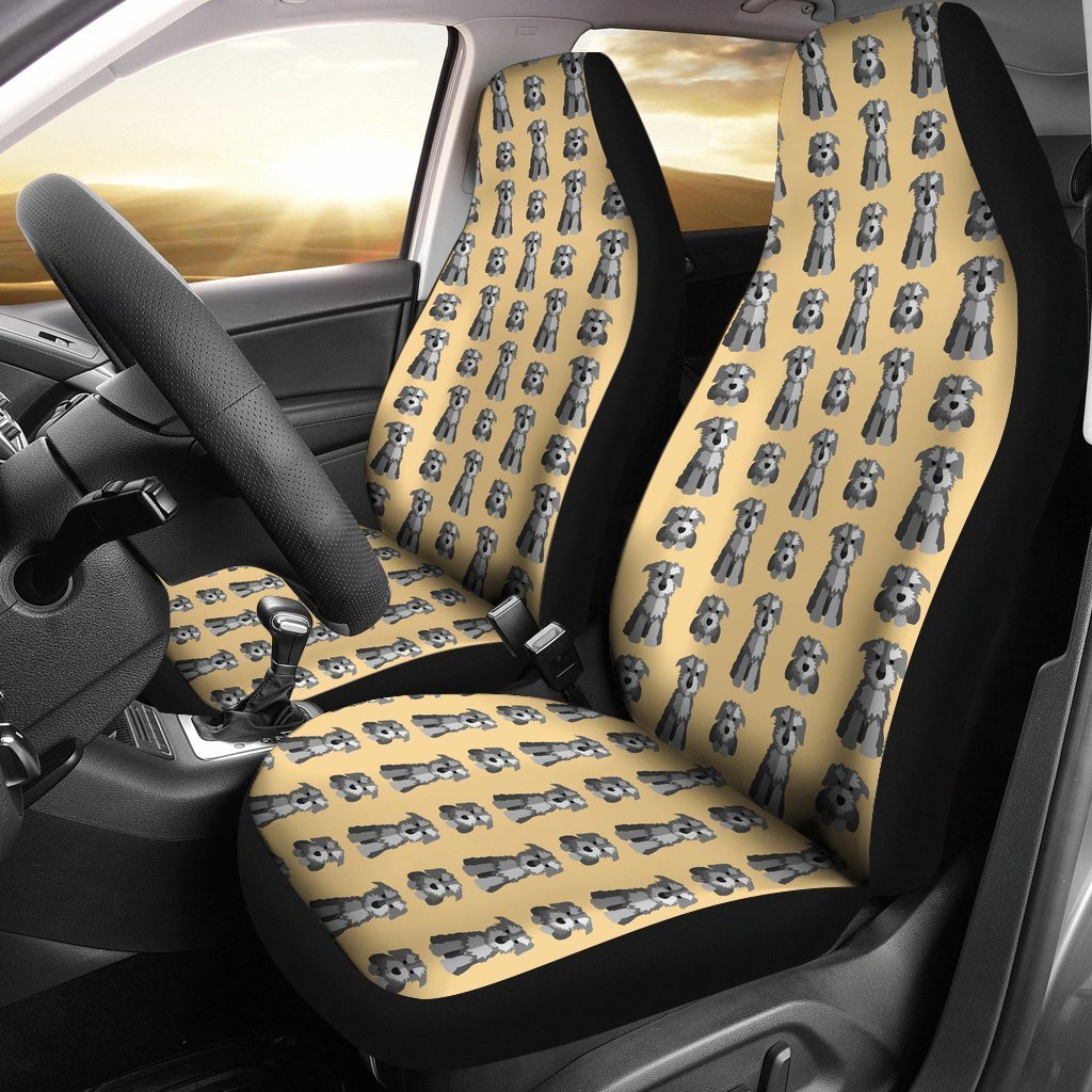 Schnauzer Dog Puppy Pattern Print Seat Cover Car Seat Covers Set 2 Pc, Car Accessories Car Mats