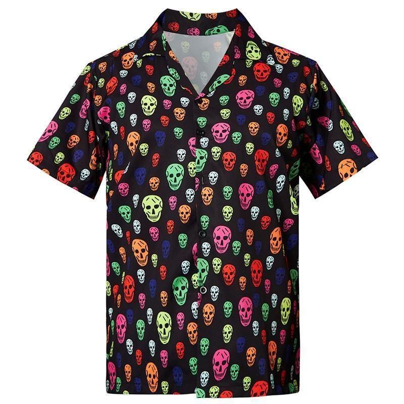 Shop Mens Hawaii Shirts Colorful Skull Printed Ha25440