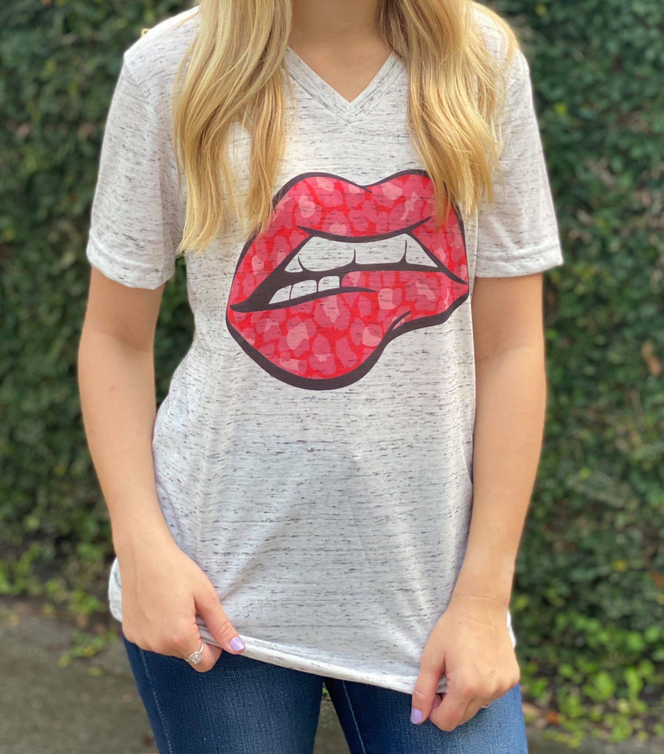 Valentine Leopard Lips Graphic Tee