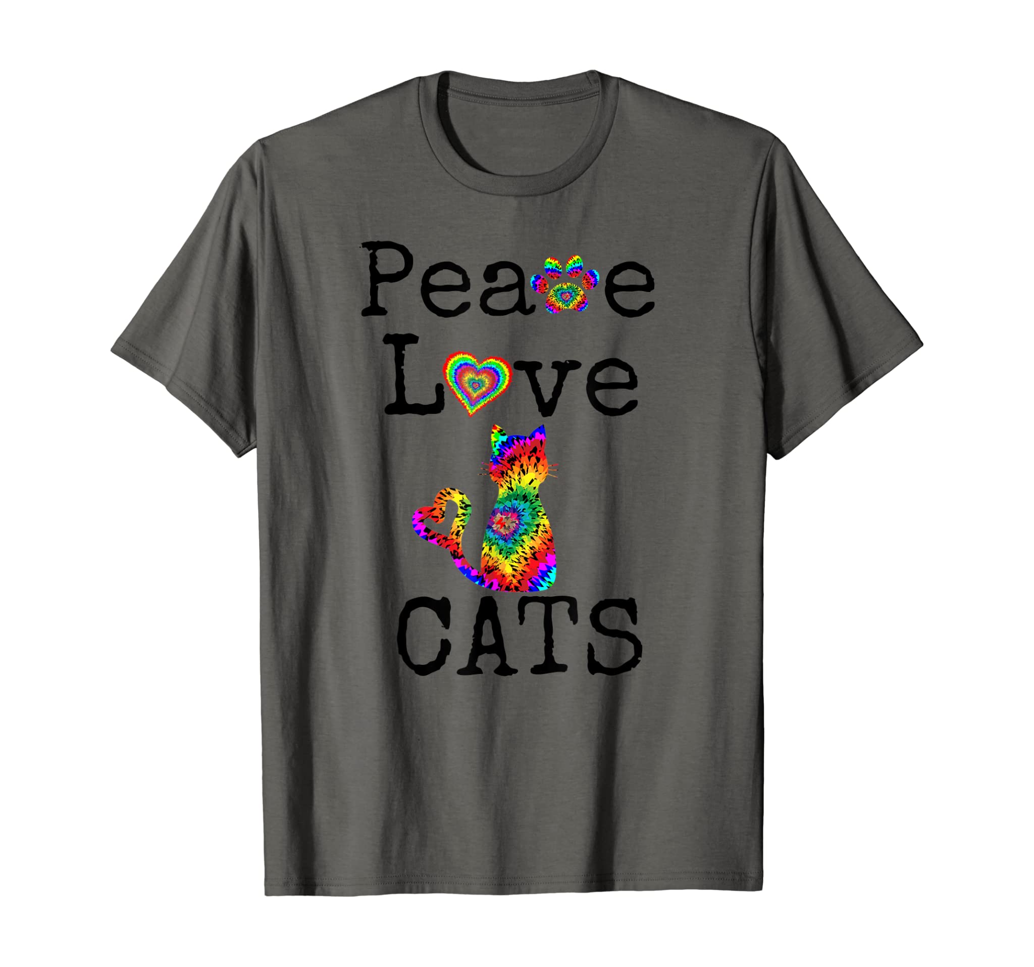 Tie Dye Style Cat Shirt Peace Love Cats Tie Dyed Style Kitty