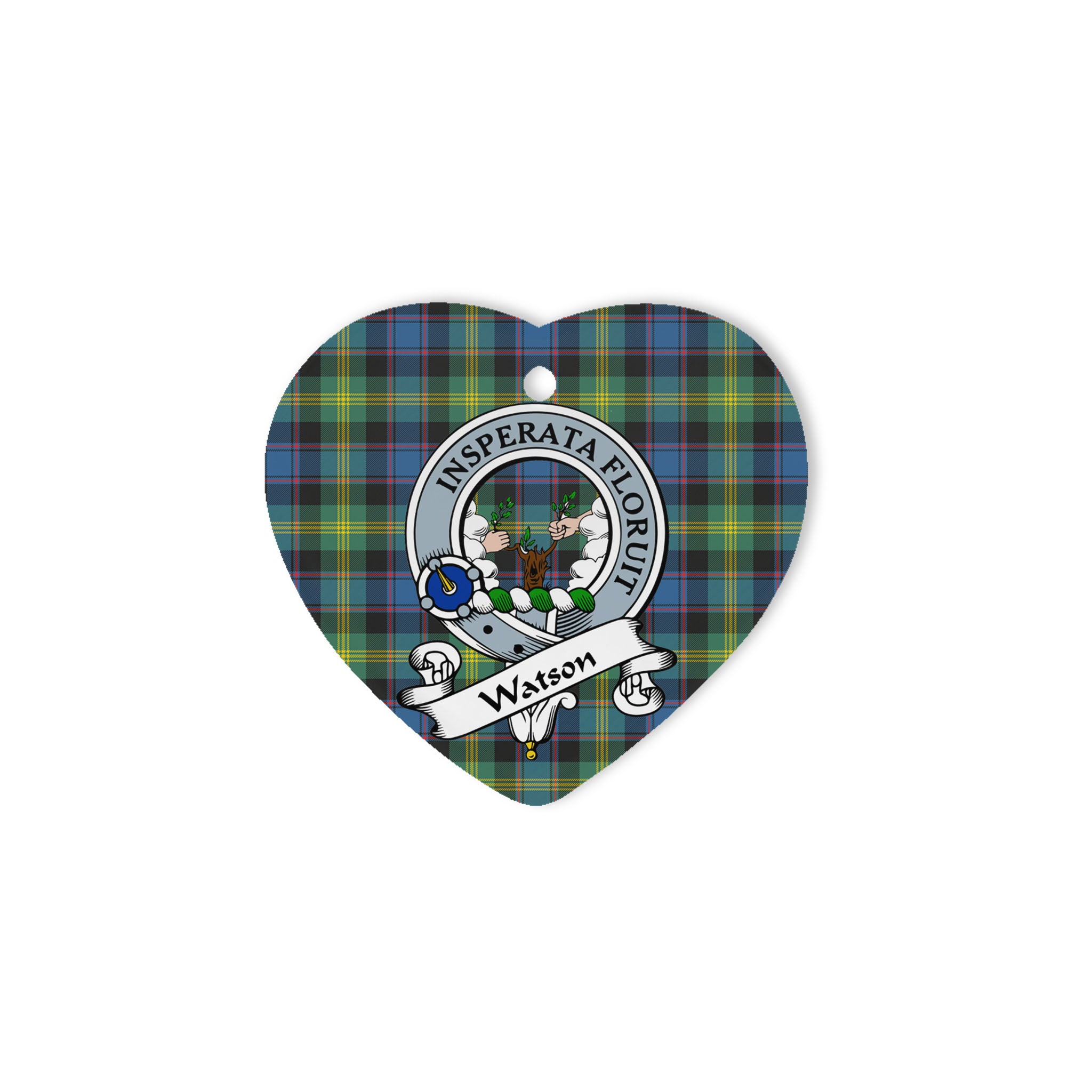 Watson Scottish Clan Badge Plaid Ornament Gift. Christmas Tree Ornament Watson Clan Tartan Ornament Great Christmas Ornaments Gift Heart Ornament