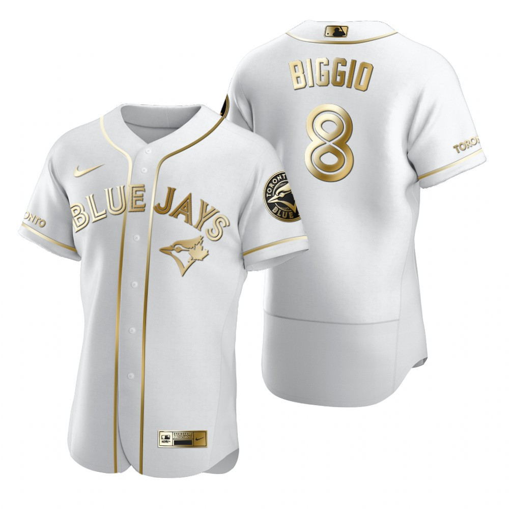 Toronto Blue Jays #8 Cavan Biggio MLB Golden Brandedition White Jersey Gift For Blue Jays Fans