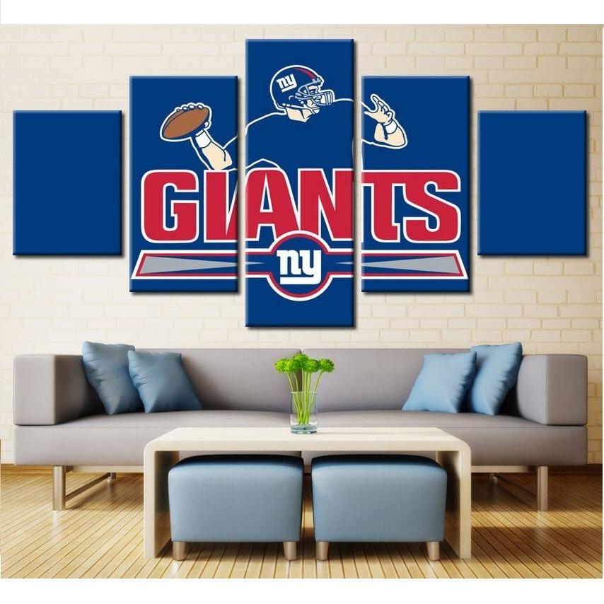 5 Panel New York Giants Canvas Wall Art For Living Room Wall Decor Football 2 8581