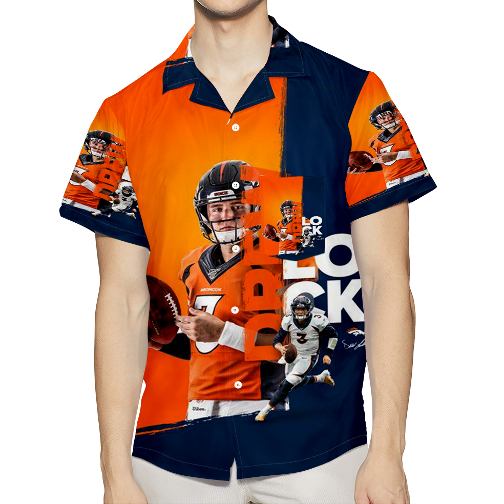 Denver Broncos Drew Lock1 3D All Over Print Summer Beach Hawaiian Shirt With Pocket