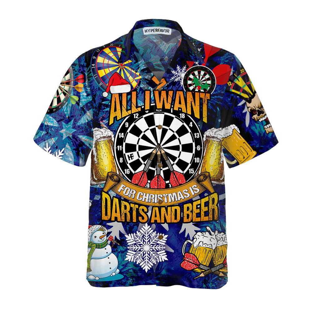 All I Want For Christmas Is Darts And Beer Hawaiian Shirt, Funny Christmas Shirt For Men, Best Xmas Gift Idea