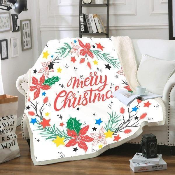 X-Mas Colorful Wreath Blanket Christmas Decoration Ideas