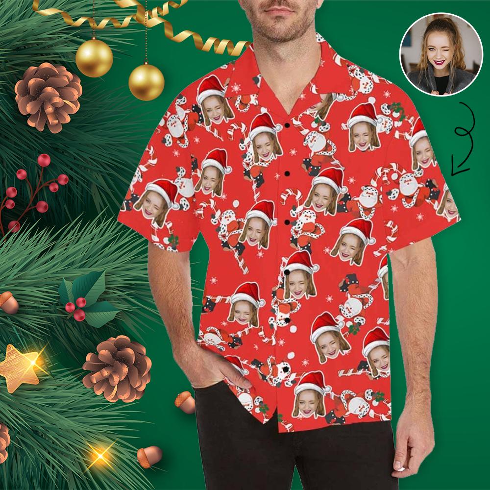 Custom Face Snowman All Over Print Hawaii Shirt Ha66092