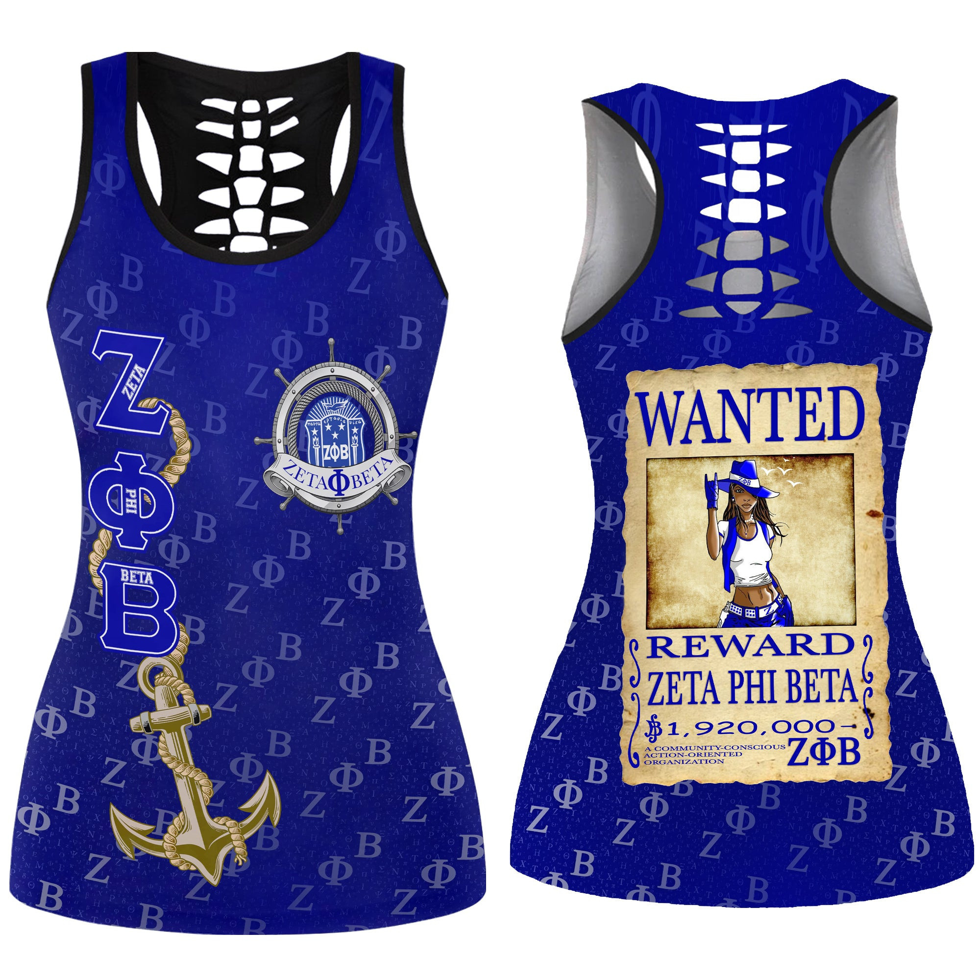 Clothing – Zeta Phi Beta Wanted Hollow Tank Top A35