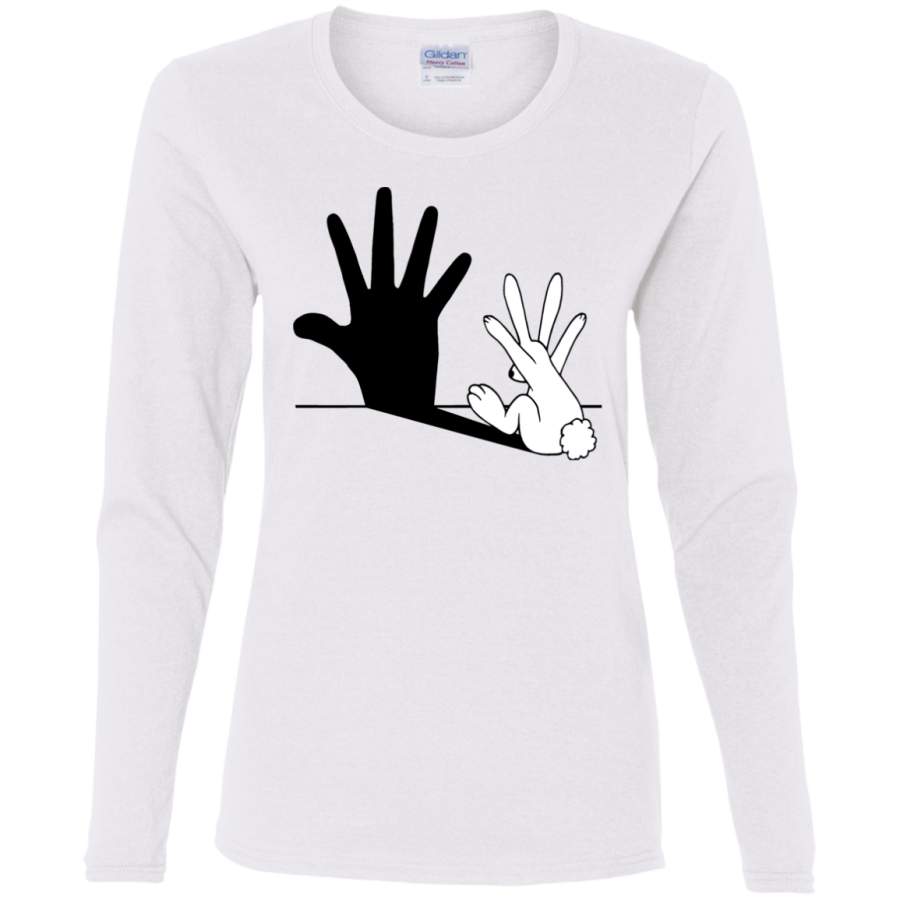 AGR Rabbit Hand Shadow Ladies’ Cotton LS T-Shirt