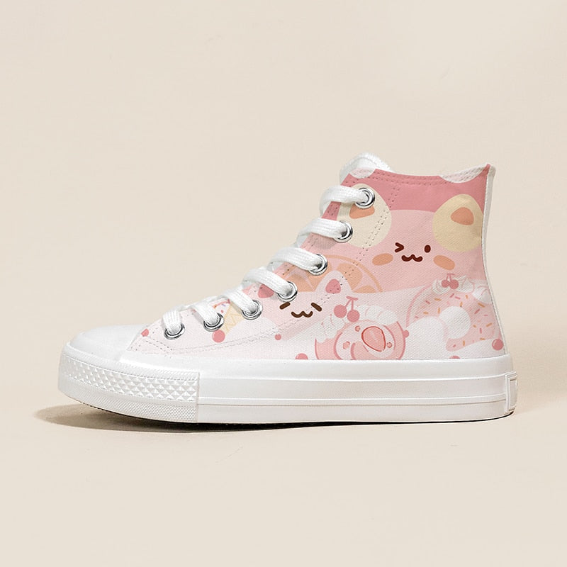 Sweet Pink Desserts High Top Canvas Shoes – Women’S