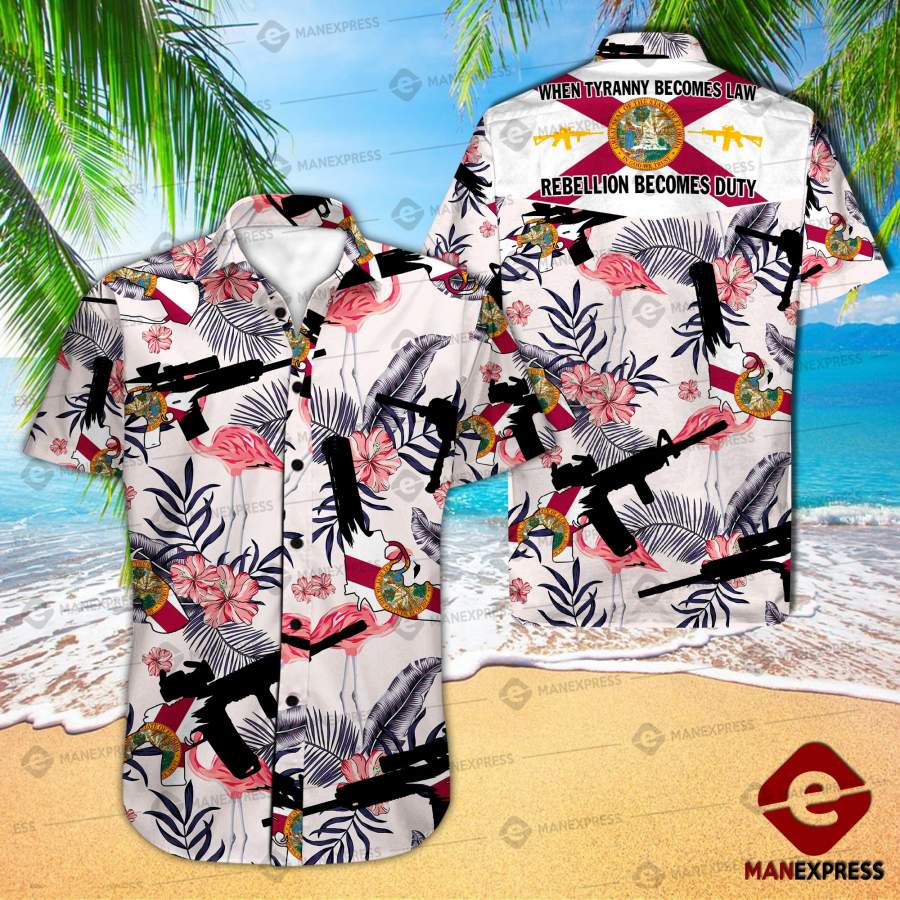 Florida United Patriot Three Percenter Hawaiian Shirt Fuk Ha67968