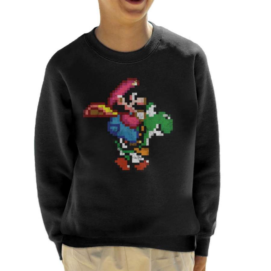 Pixel Mario And Yoshi Kid’s Sweatshirt
