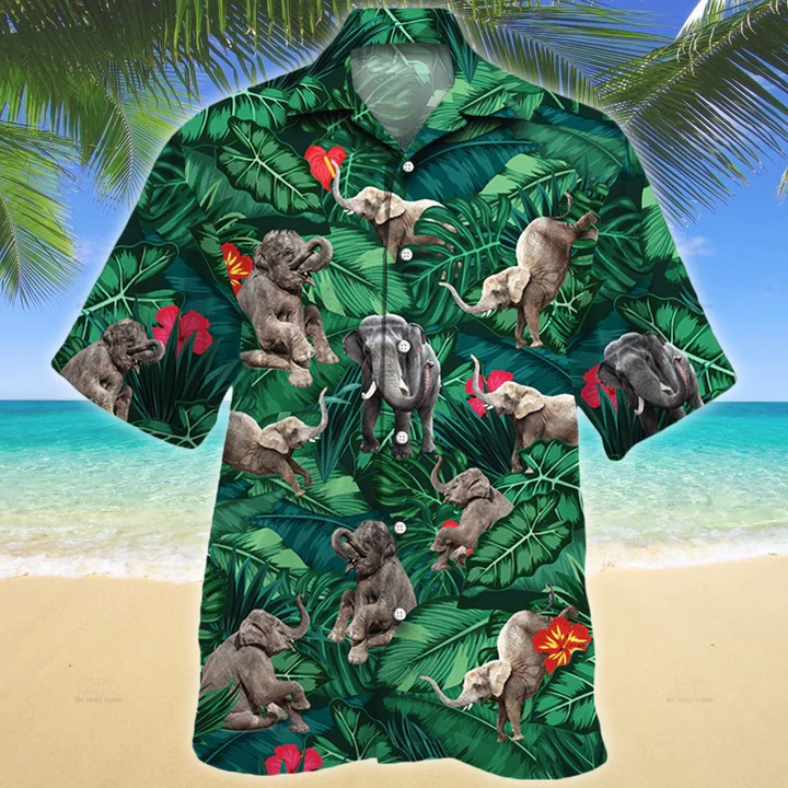 Waybackapparel Elephant Lovers Giftr 3D Hawaiian Shirt