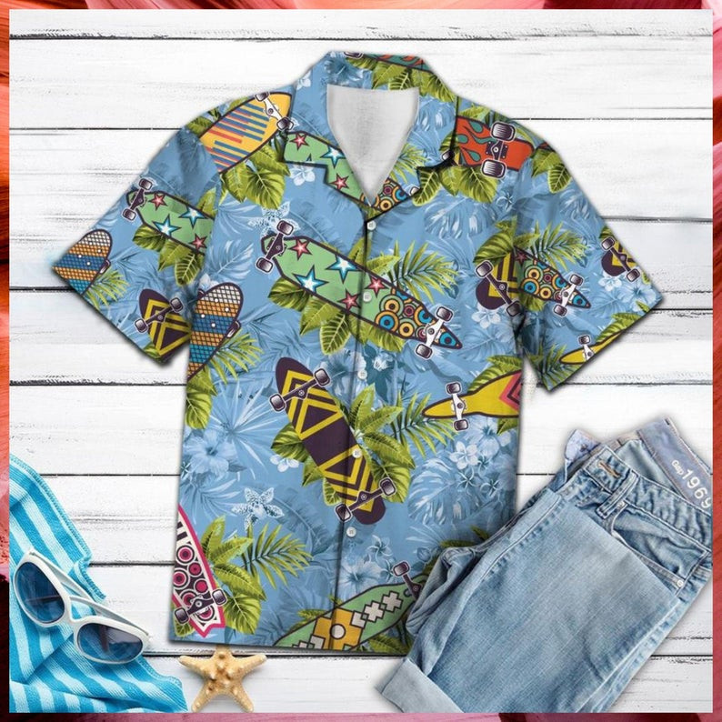 Skateboard Tropical Hawaii Shirt Unisex Adult Ha72201