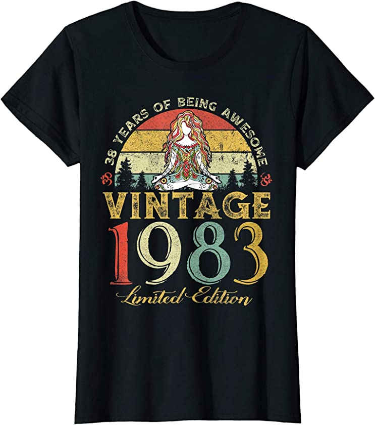 Womens Vintage 1983 Sunset 38 Years Old Witch 38th Birthday T-Shirt