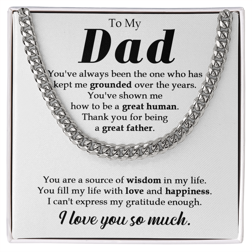 To My Dad Cuban Chain Necklace, Gifts For Dad From Daughter/Son, Fathers Day Gift, Dad Birthday Gift