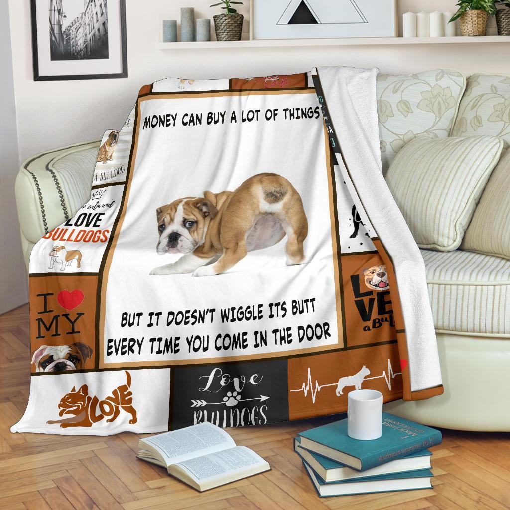 Bulldog Money Can Buy A Lot Of Things Blanket Gift For Bulldog Dog Lovers Birthday Gift Home Decor Bedding Couch Sofa Soft And Comfy Cozy