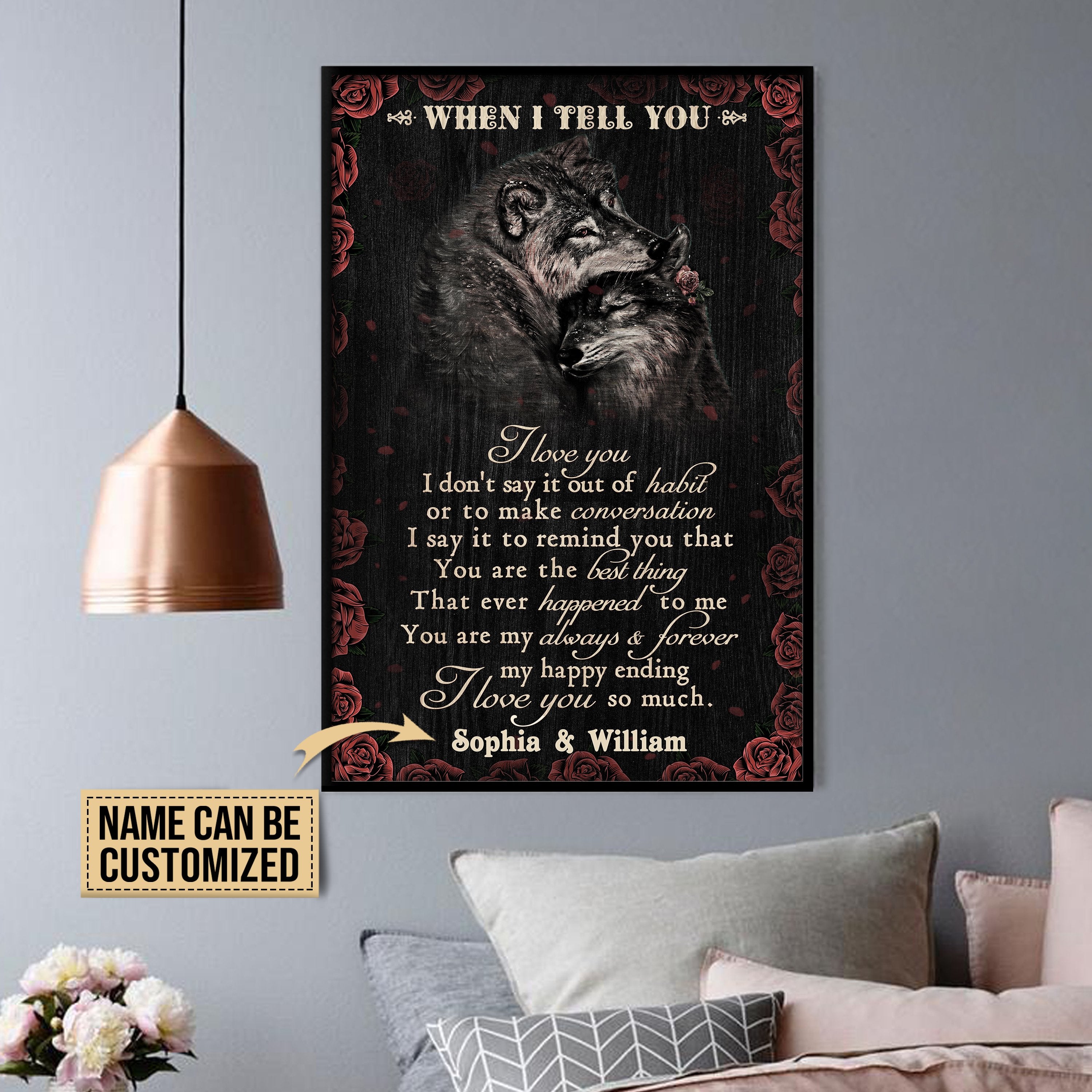 Aeticon Gifts Personalized Wolf Black Rose When I Tell You Canvas Mom Dad Gift Home Decor