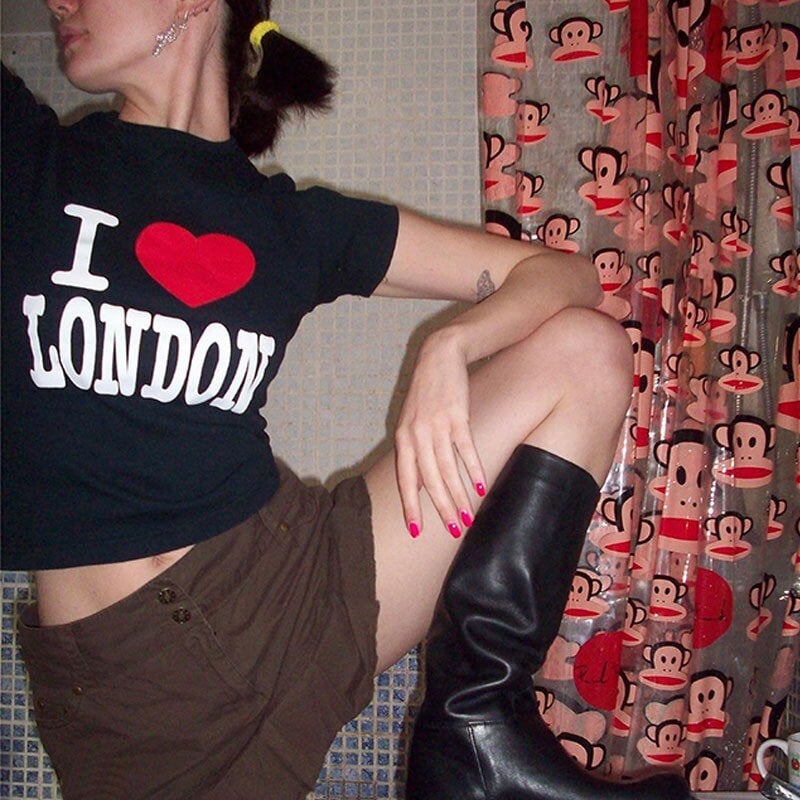 I Love London Black Crop T-shirt