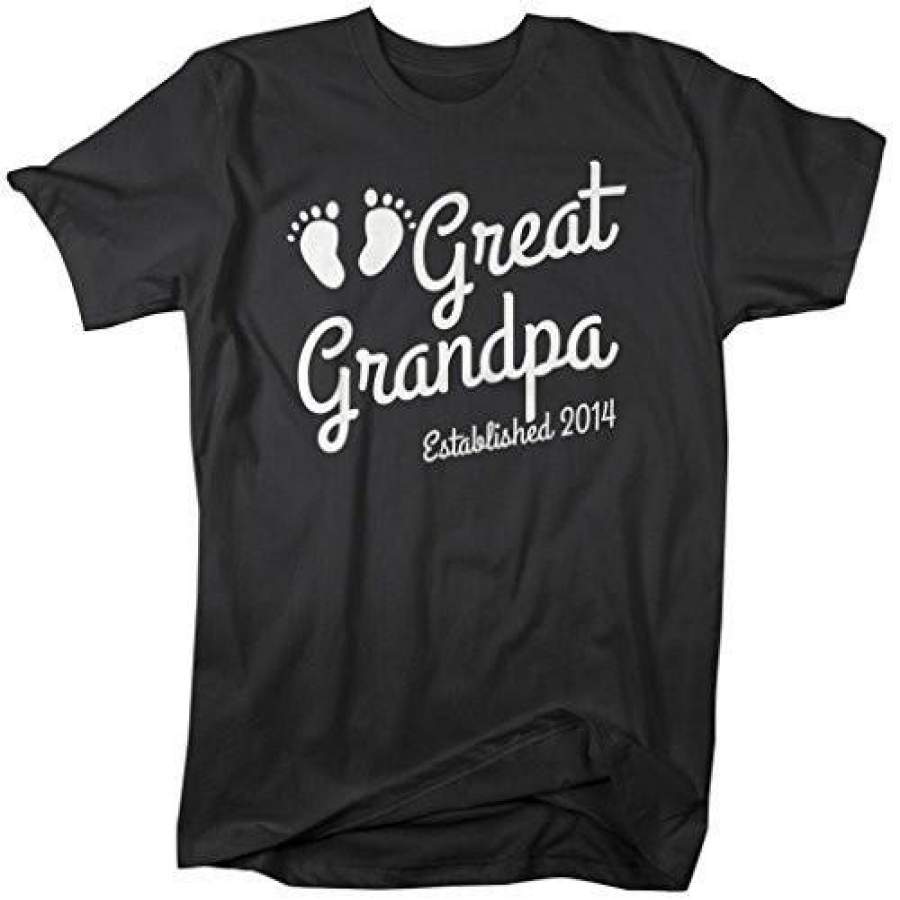 Shirts By Sarah Men’s Great Grandpa Established 2014 T-Shirt Baby Feet Cute Shirts