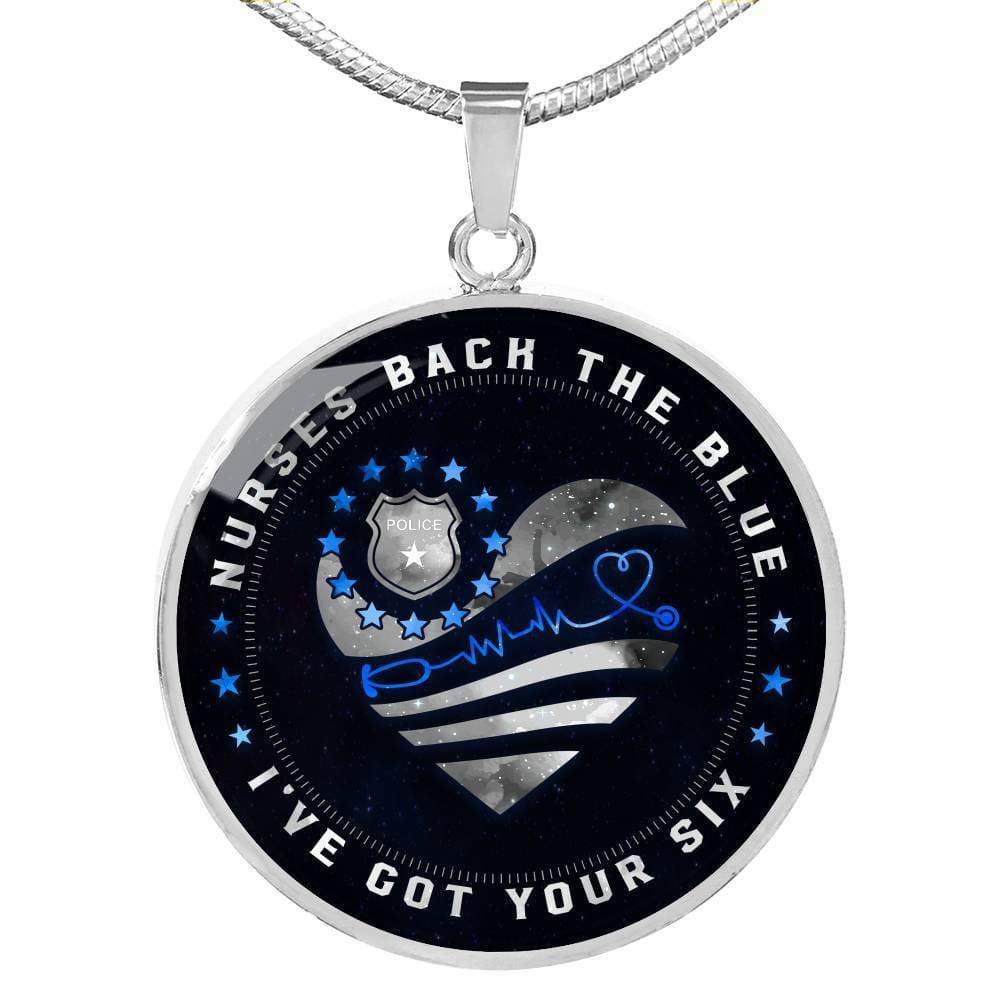 Back The Line Got Your Six – Nurse X Police Couple Personalized Circle Luxury Necklace
