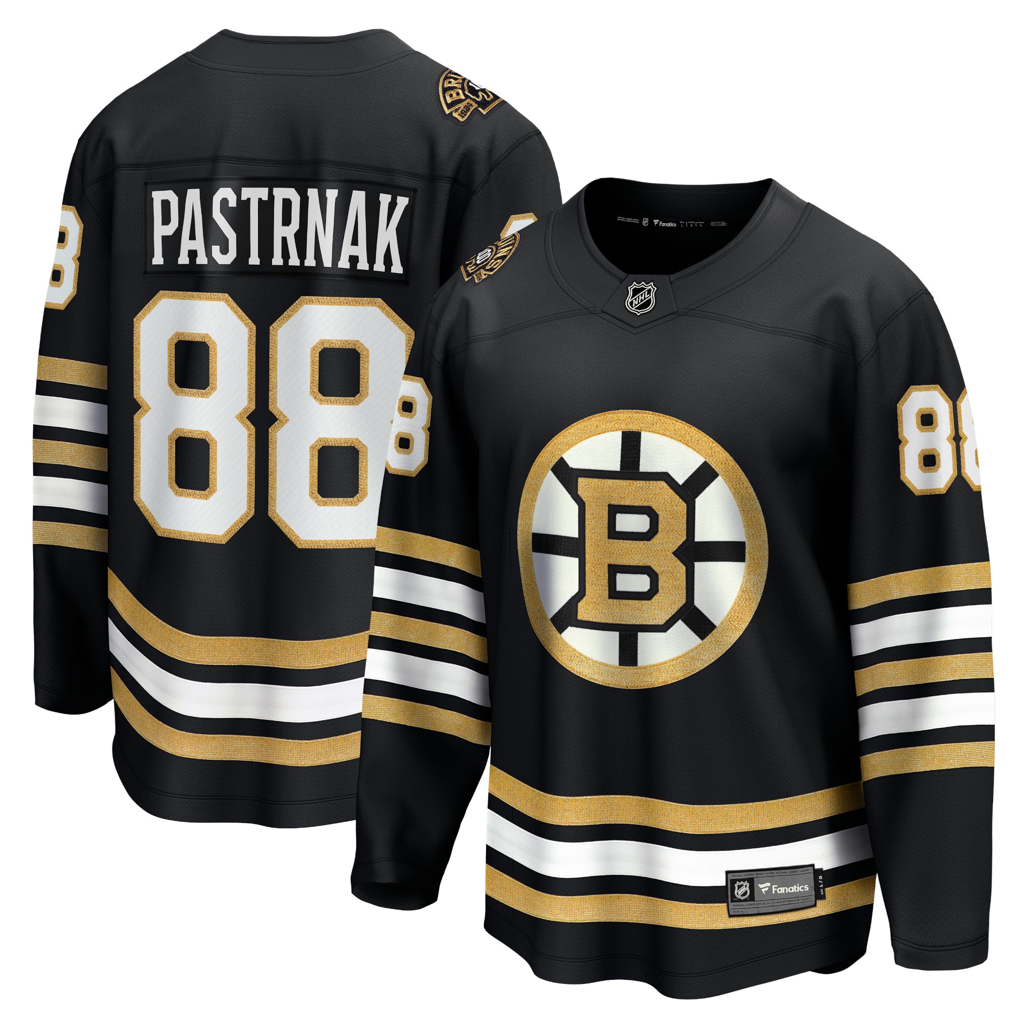 Men's Boston Bruins David Pastrnak Black 100th Anniversary Premier Breakaway Player Jersey