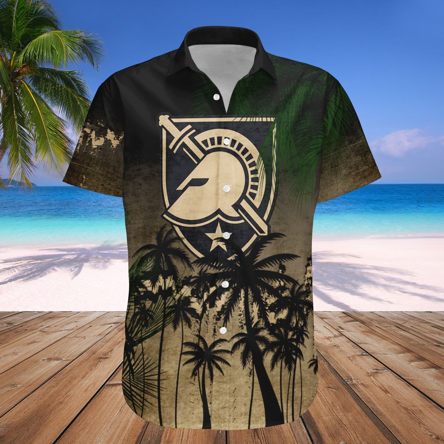 Army Black Knights Hawaii Shirt Coconut Tree Tropical Grunge – NCCA