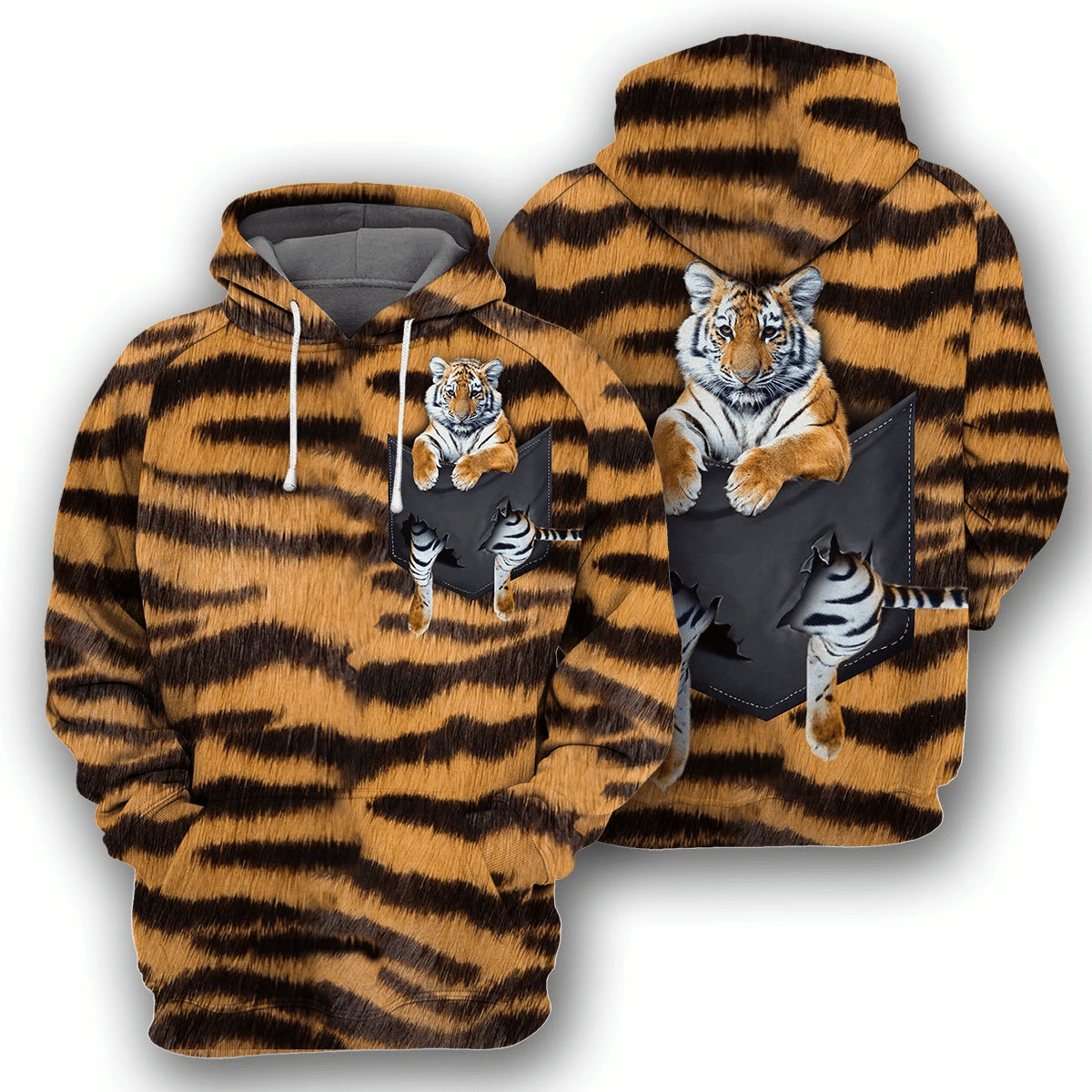 Tiger Pocket – 3D All Over Printed Hoodie