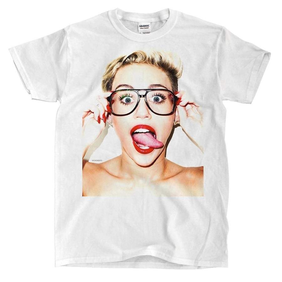 Miley Cyrus Tongue White T-Shirt