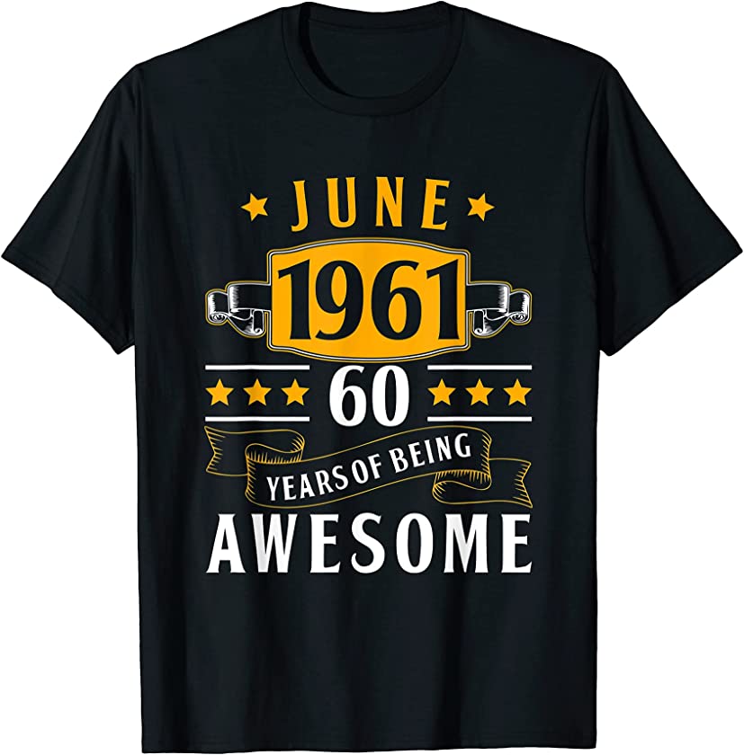 60th Birthday Vintage June 1961 60 Years Old Retro Men T-Shirt