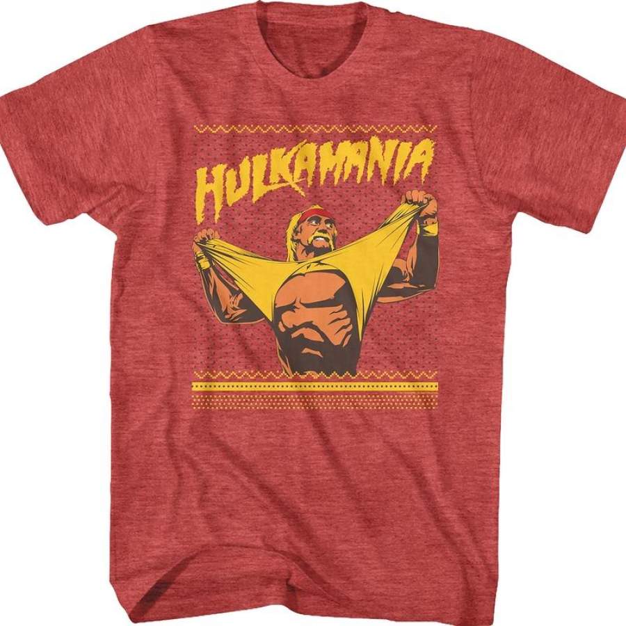 Ugly Faux Knit Hulk Hogan Christmas T-Shirt