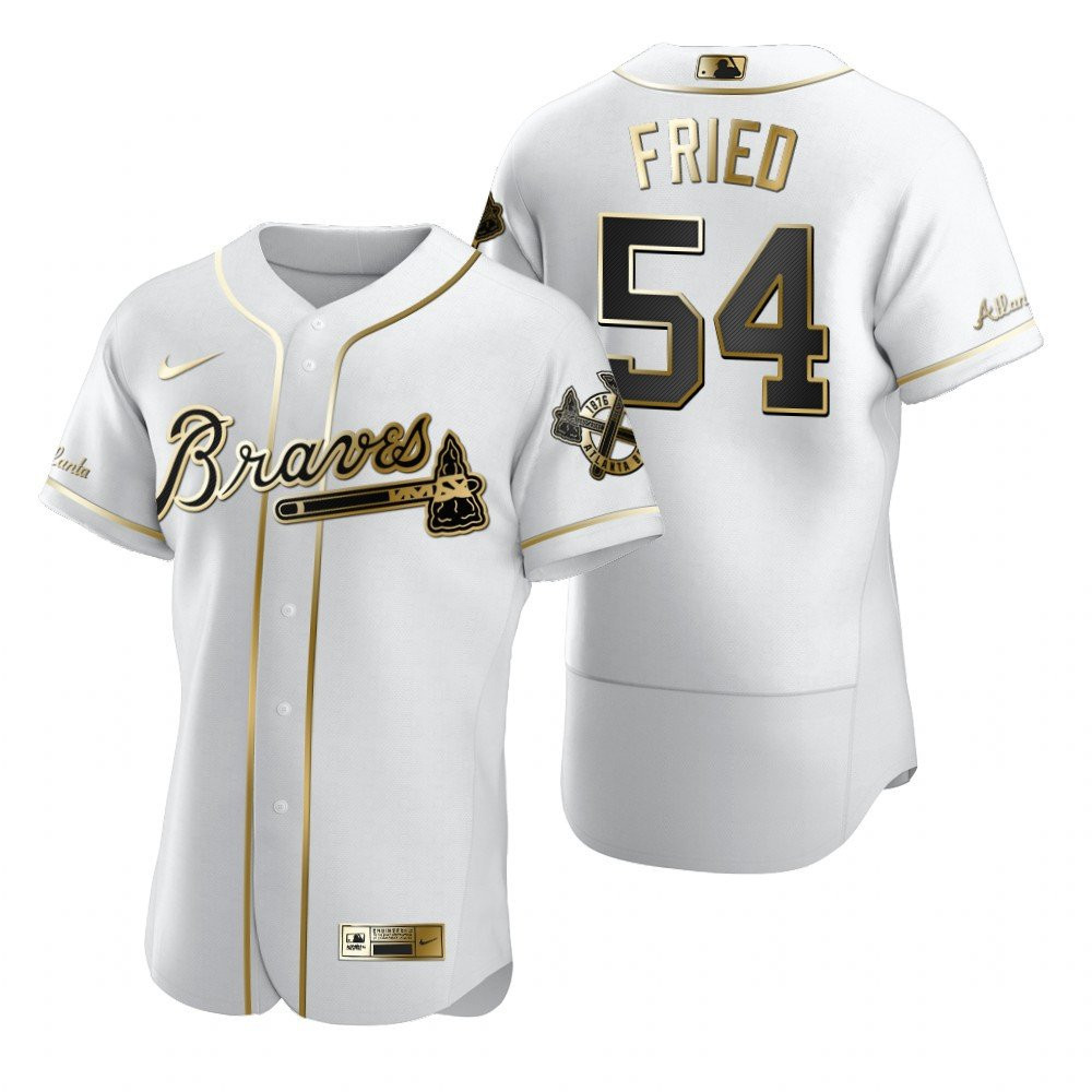 Atlanta Braves #54 Max Fried MLB Golden Brandedition White Jersey Gift For Braves Fans