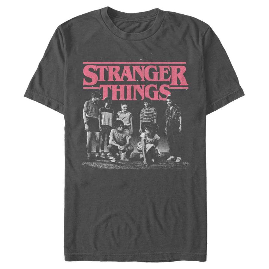 Stranger Things Men’s Title Logo Faded  T Shirt