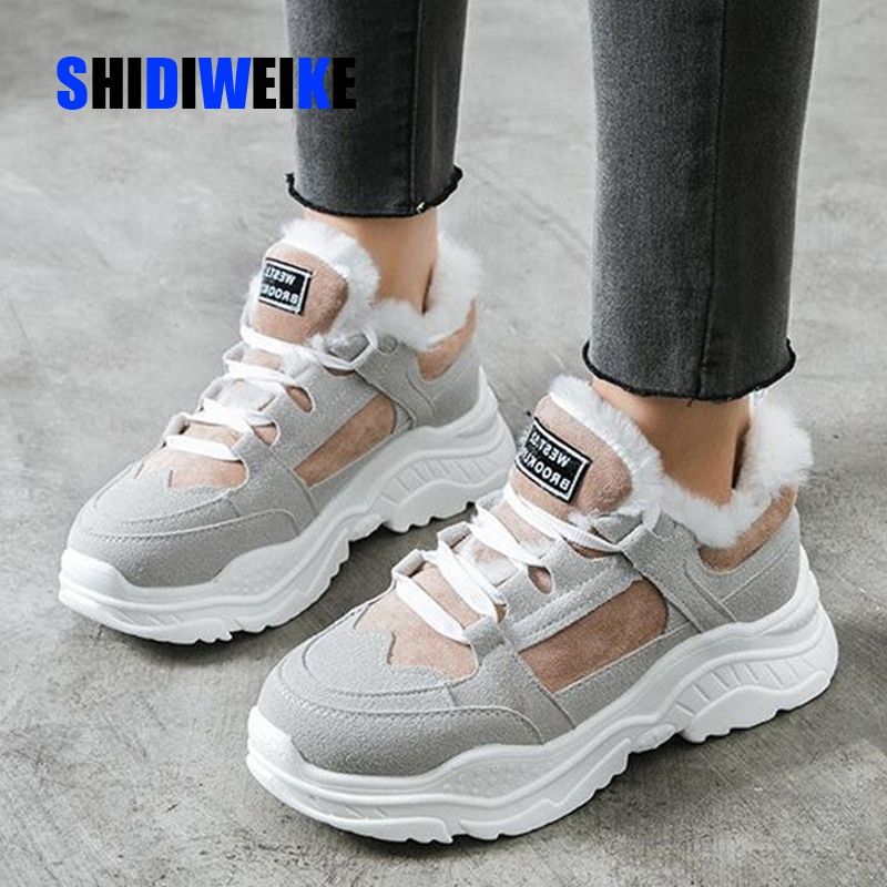 classic suede winter sneakers warm fur plush Insole ankle – Winterdecor ...