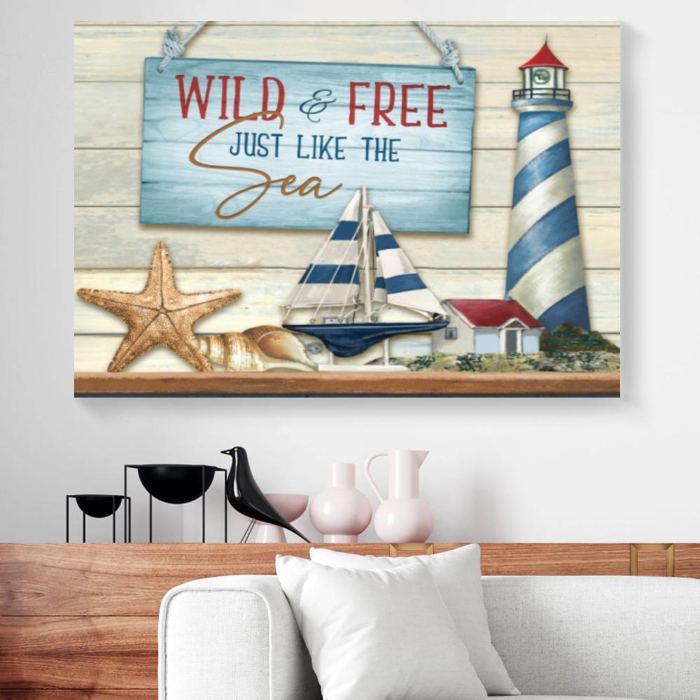 Canvas Painting Wild And Free Just Like The Sea Ocean Horizontal Canvas Wall Art Beautiful Living Room Bedroom Bathroom Home Decoration