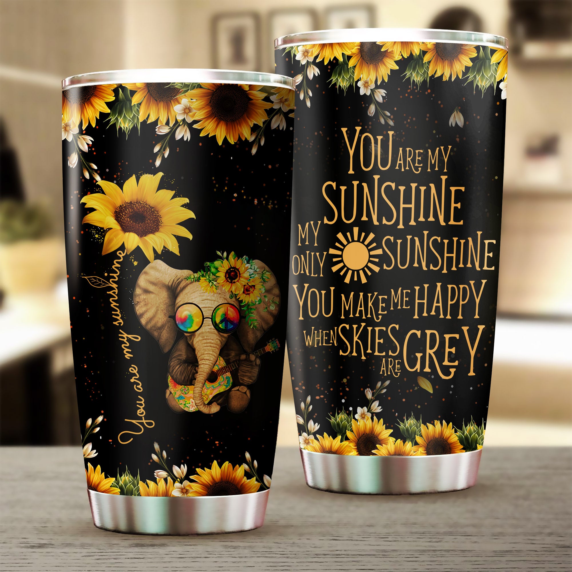 You Are My Sunshine Elephant Hippie Tumbler