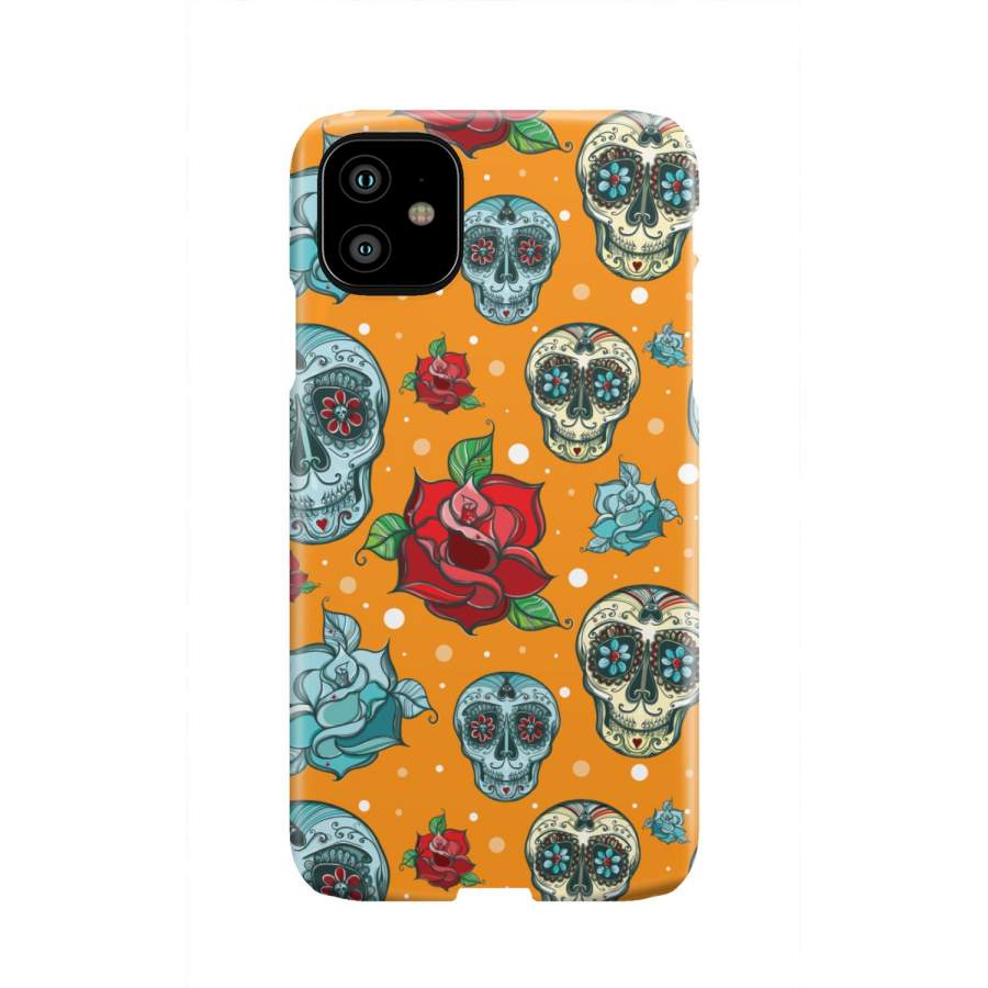 Orange Sugar Skull Phone Case