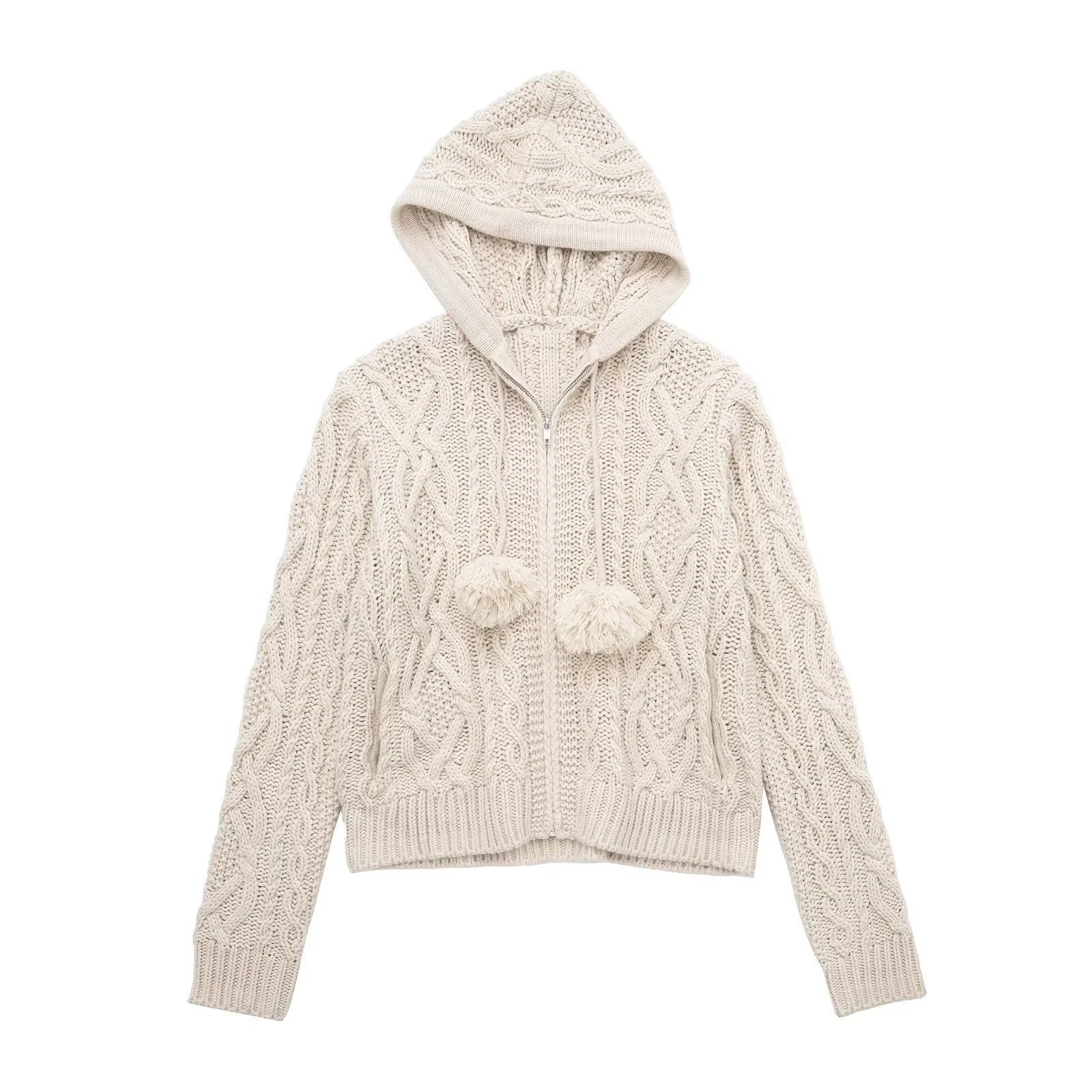 Women’s Sweaters Cardigan Knit Jumpers Hoodies Knit Jacket Top Coat Elegant Fashion Ladies Knitwear zatraf Winter Hooded Sweater alx